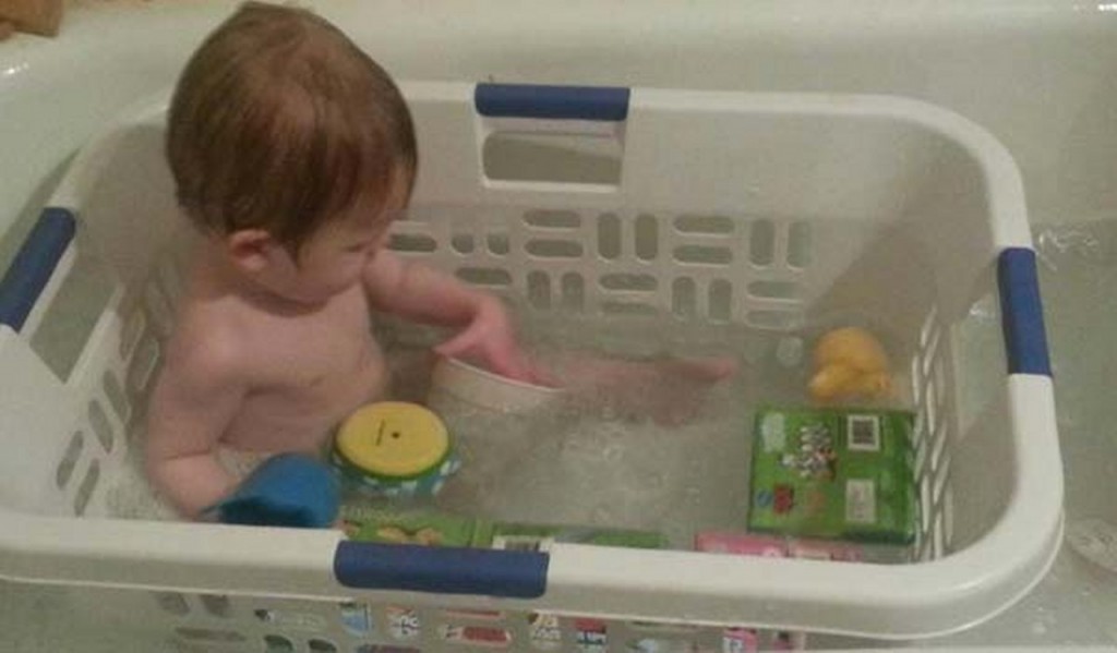 Laundry basket parenting hack