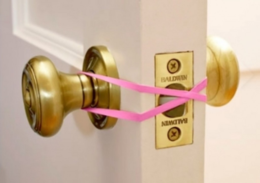 Baby safe door knob parenting hack