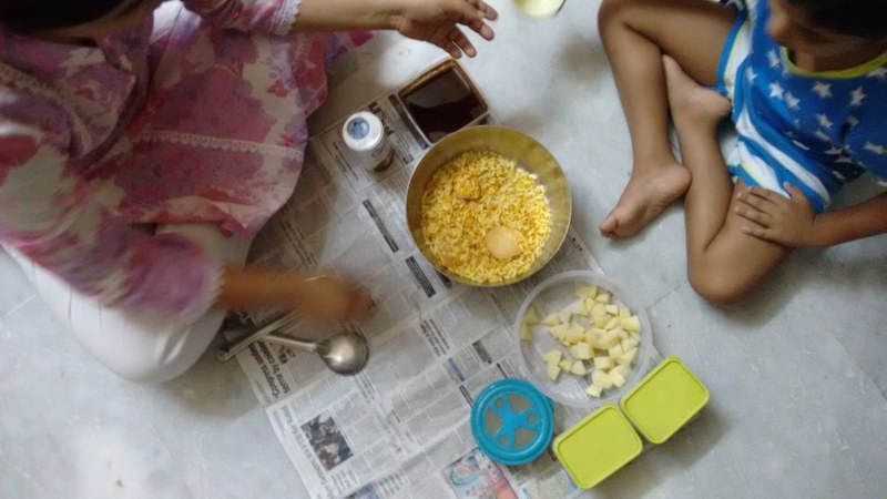 My son loves to be chef. We used a lot of cold ingredients here and he loved the 'bhel' he made.