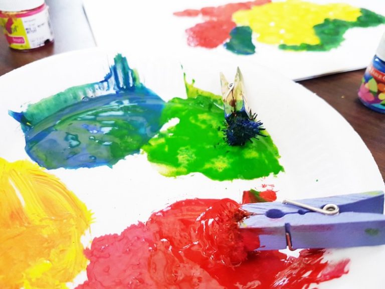 DIY Pom Pom And WaterColour Art For Kids